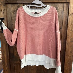 Women's Pink and White Sweater
